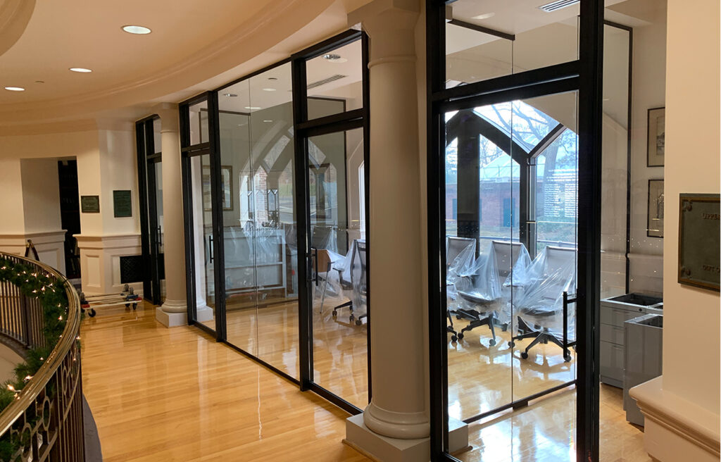 Office glass partition installation